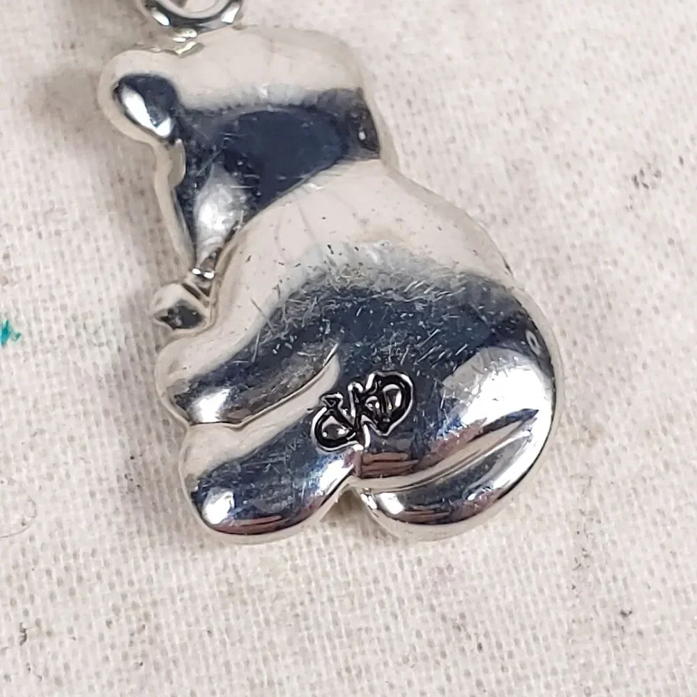 WEBKINZ Silver Tone Chain w/ Panda Bamboo Charm Bracelet Ganz 1.5 - USED
